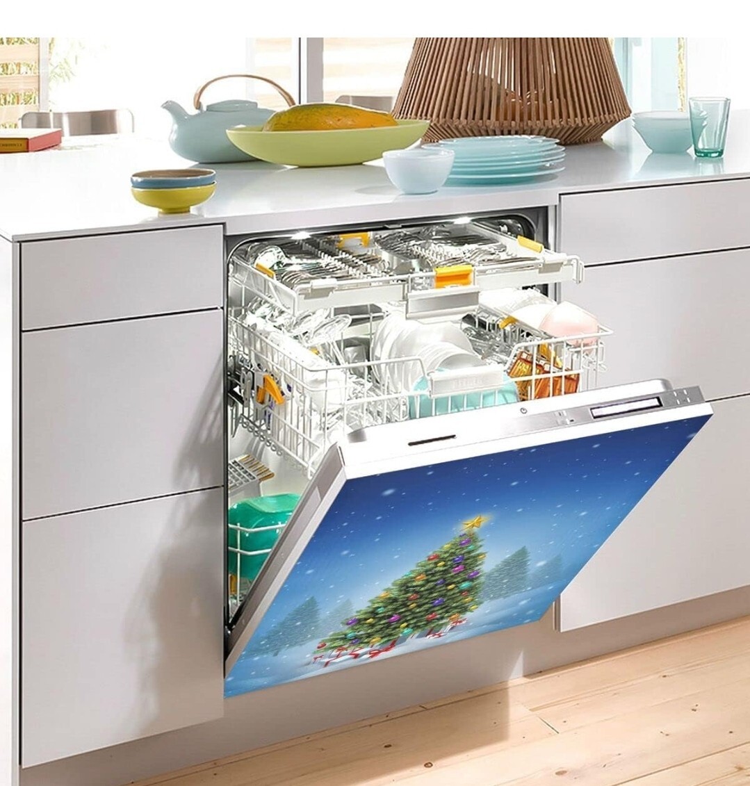 ALAZA Christmas Tree Winter Snow Forest Dishwasher Magnet Cover Magnetic Sticker