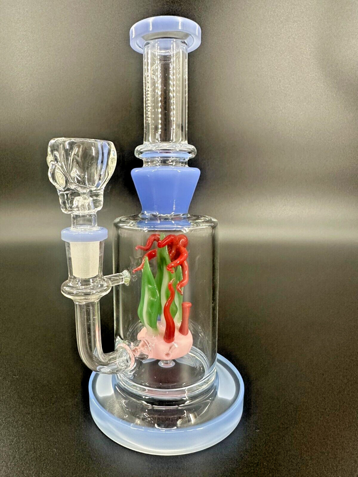 9″ Blue & red Recycler Glass Bong 14mm Bowl Water Pipes Hookah