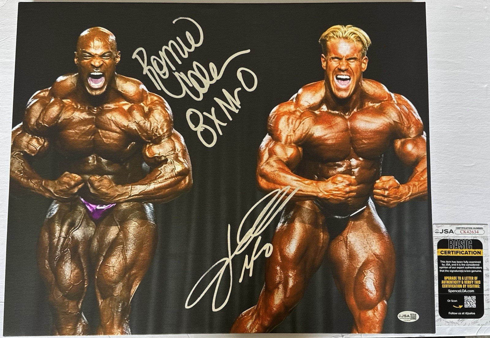 RONNIE COLEMAN & JAY CUTLER SIGNED AUTOGRAPHED 16X20 CANVAS MR OLYMPIA +JSA COA