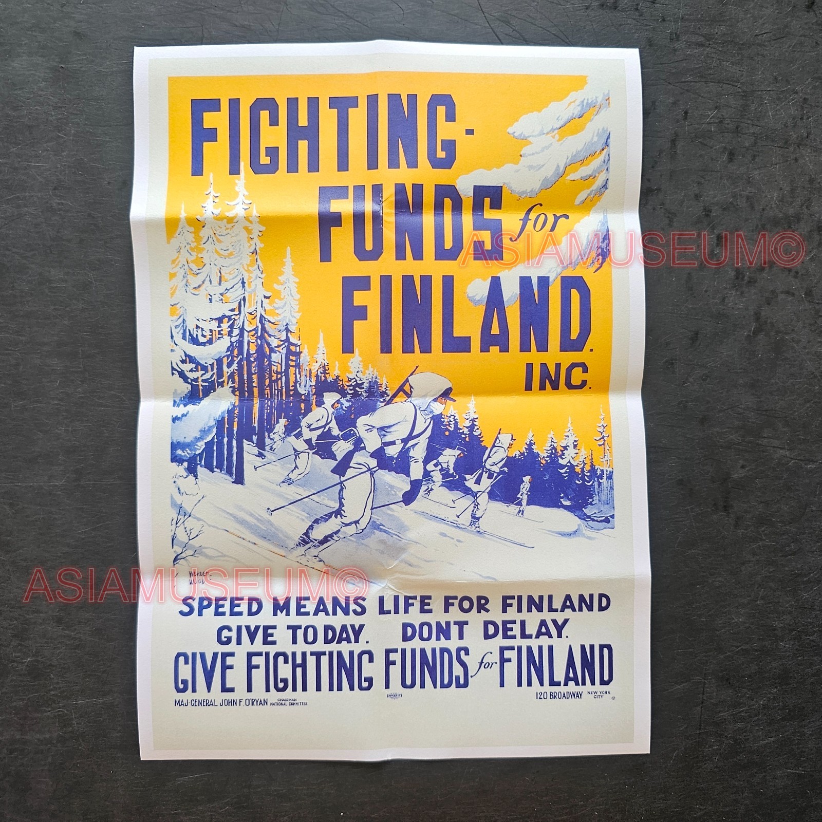 1944 WW2 USA Fighting Funds Finland Europe Winter Sky War Propaganda Poster Q193