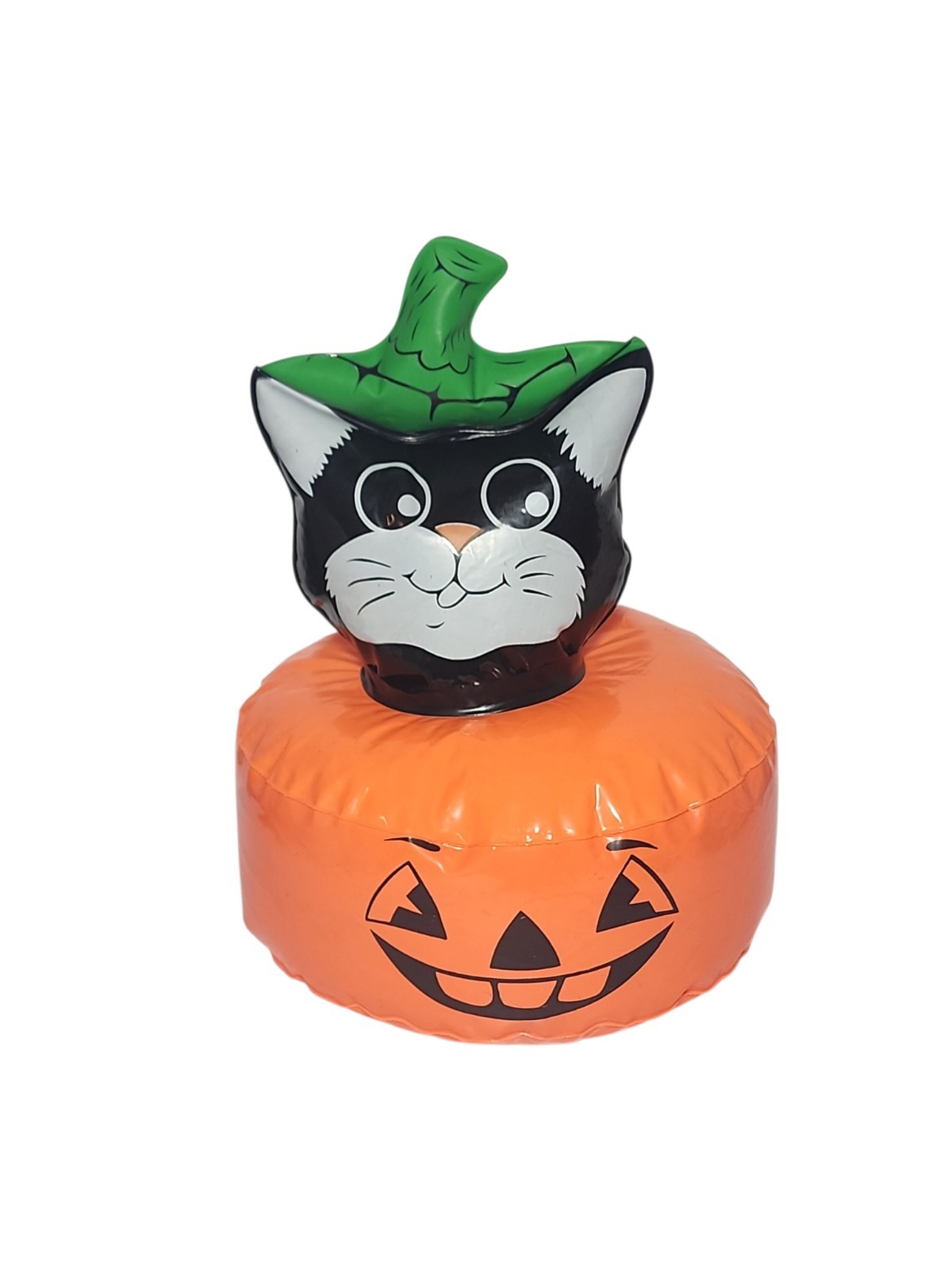 Halloween Black Cat Jack O Lantern Inflatable Vintage Indoor Decoration 14″