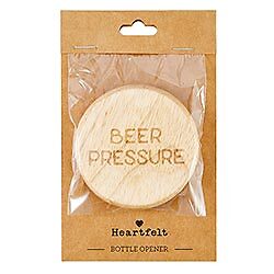 Magnetic Round Wooden Bottle Opener 2.5in Dia x 0.25in D Beer Pressure Pack of 4