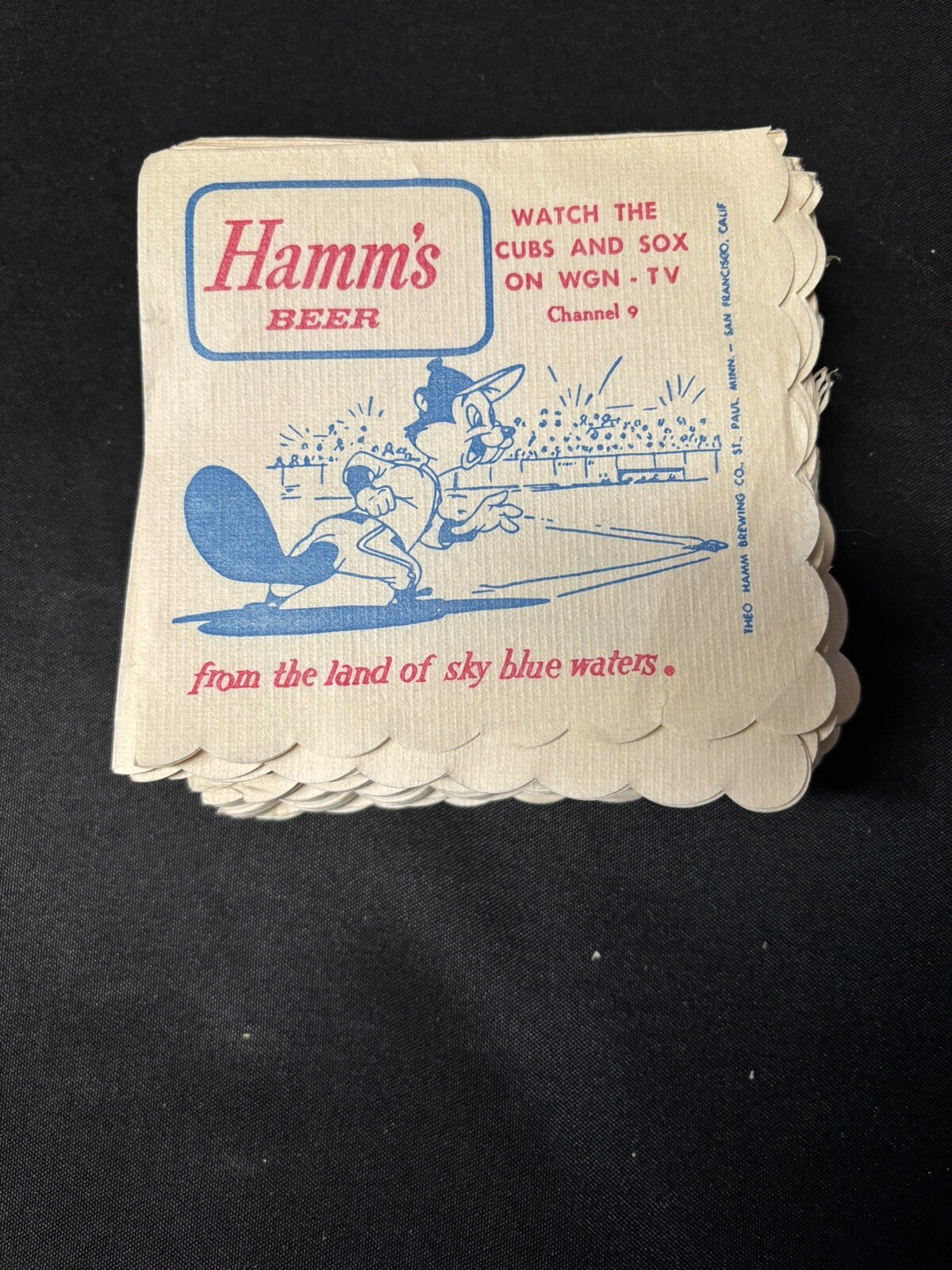 Vintage Hamms Beer Chicago Sox Cubs Napkin