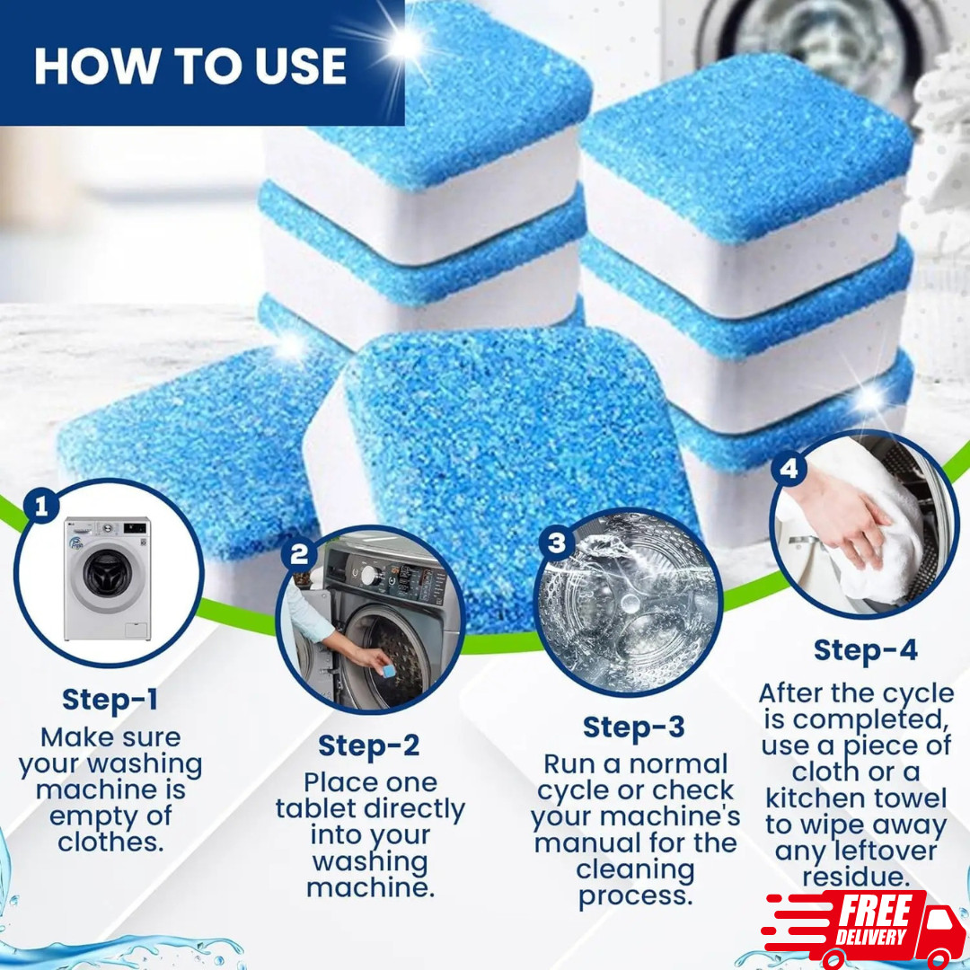 Washing Machine Cleaner Tablets 24 Pack Enzyme Deep Clean Front Load Washer