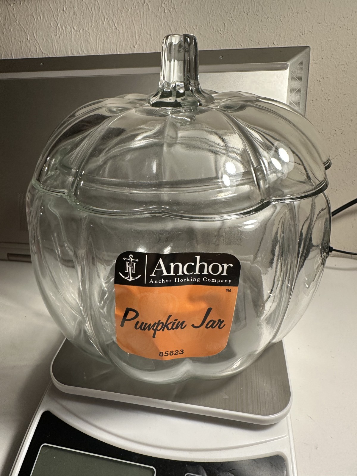Anchor Hocking Clear Glass Pumpkin Jar Cookie Candy Jar , All Occasion