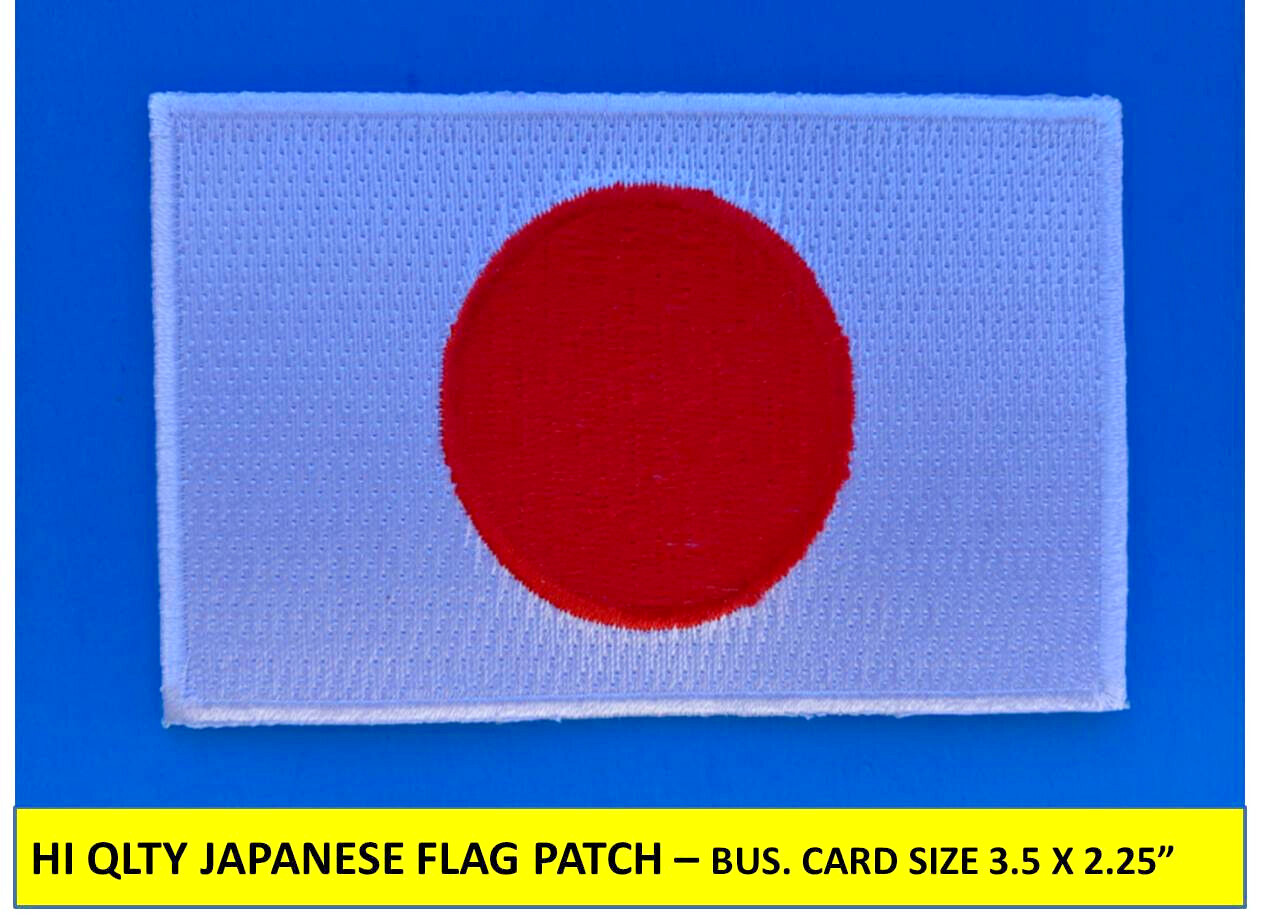 JAPAN JAPANESE FLAG PATCH IRON-ON SEW-ON EMBROIDERED APPLIQUE (3½ x 2¼”)