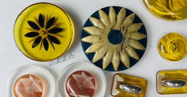 Vintage MCM Bakelite & Plastic Buttons & Clasp Collection