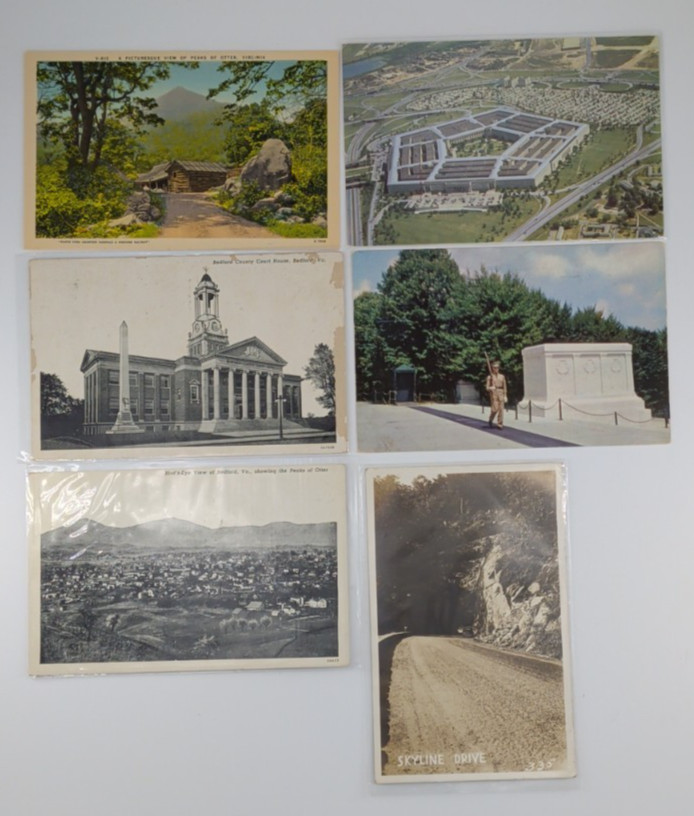RPPC Post Cards Mixed Lot Of 6 Virginia Famous Places Real Photos Vintage