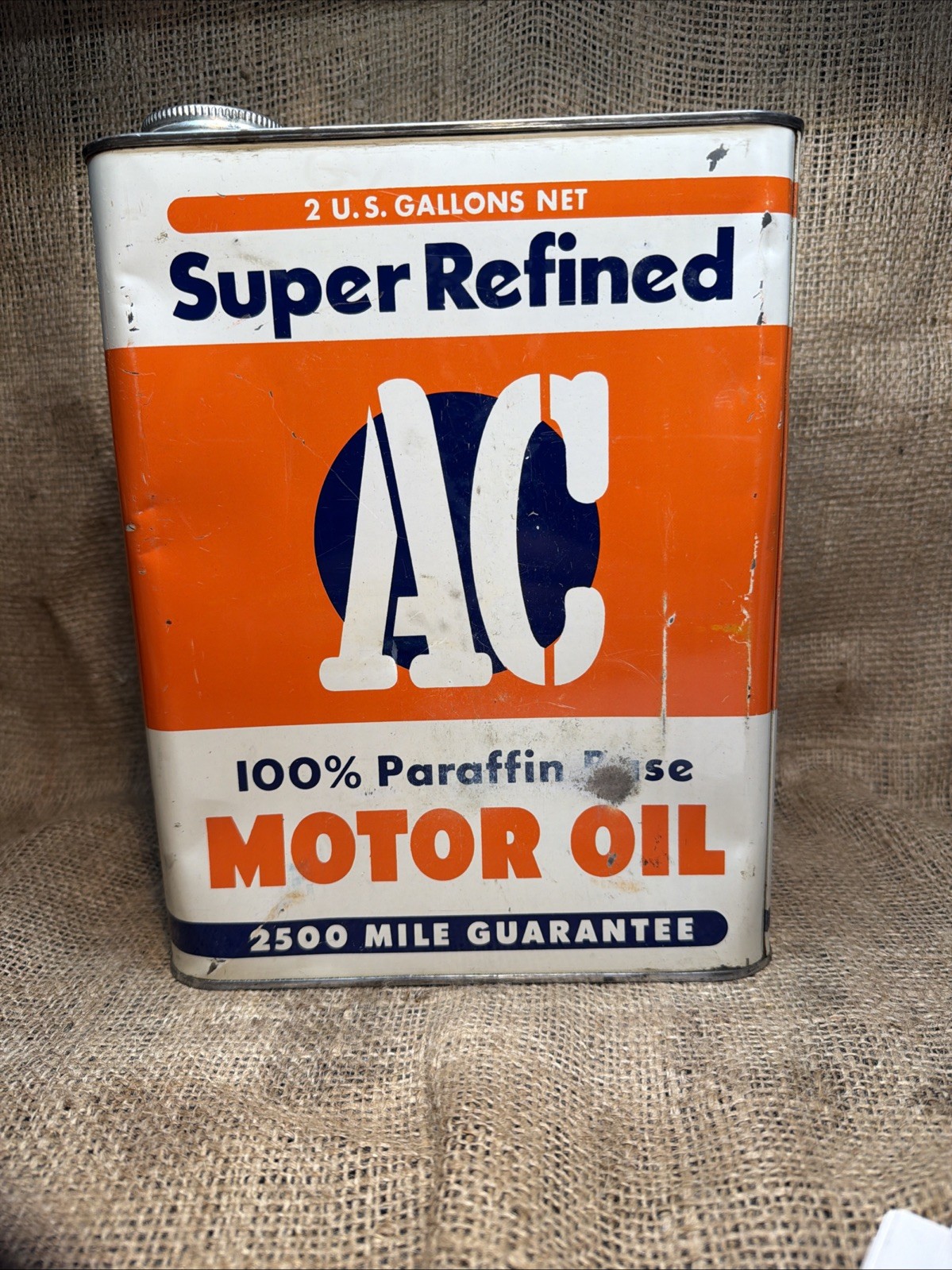 2 Gallon Super Refined AC Motor Oil Can Christenson Oil Company Portland Oregon