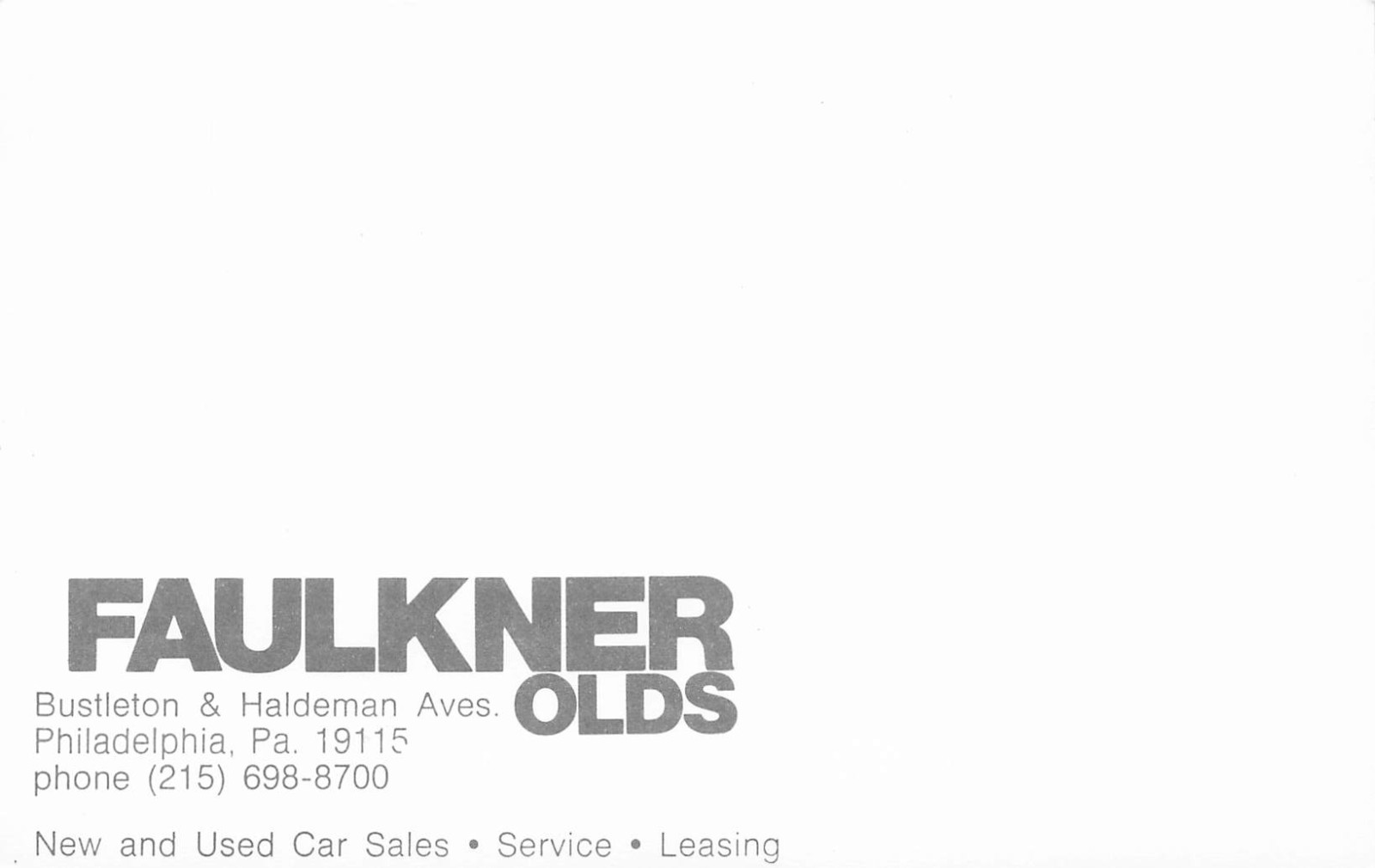 Faulkner Oldsmobile Philadelphia PA Aerial View Dealership Postcard N82