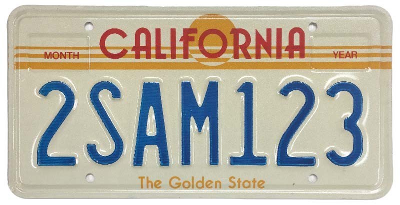 Vintage California 1982-1987 The Golden State Sun Sample License Plate 2SAM123