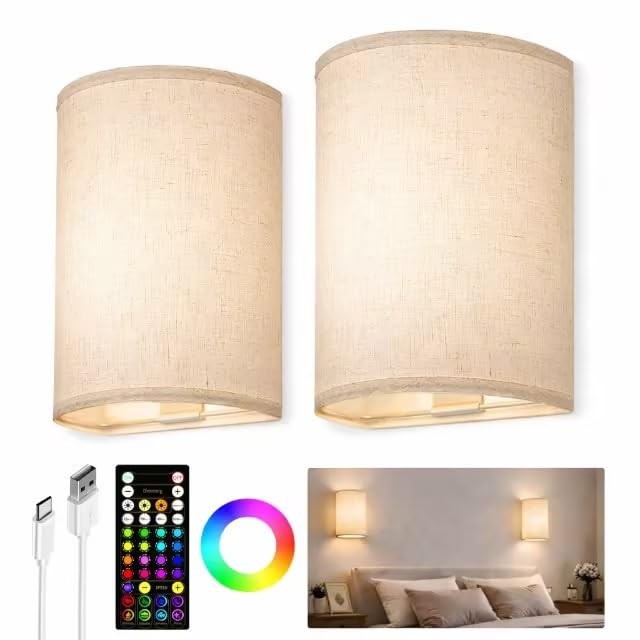 Battery Operated Wall Sconce, Rechargeable Wall Sconces Set Of Two With Remote