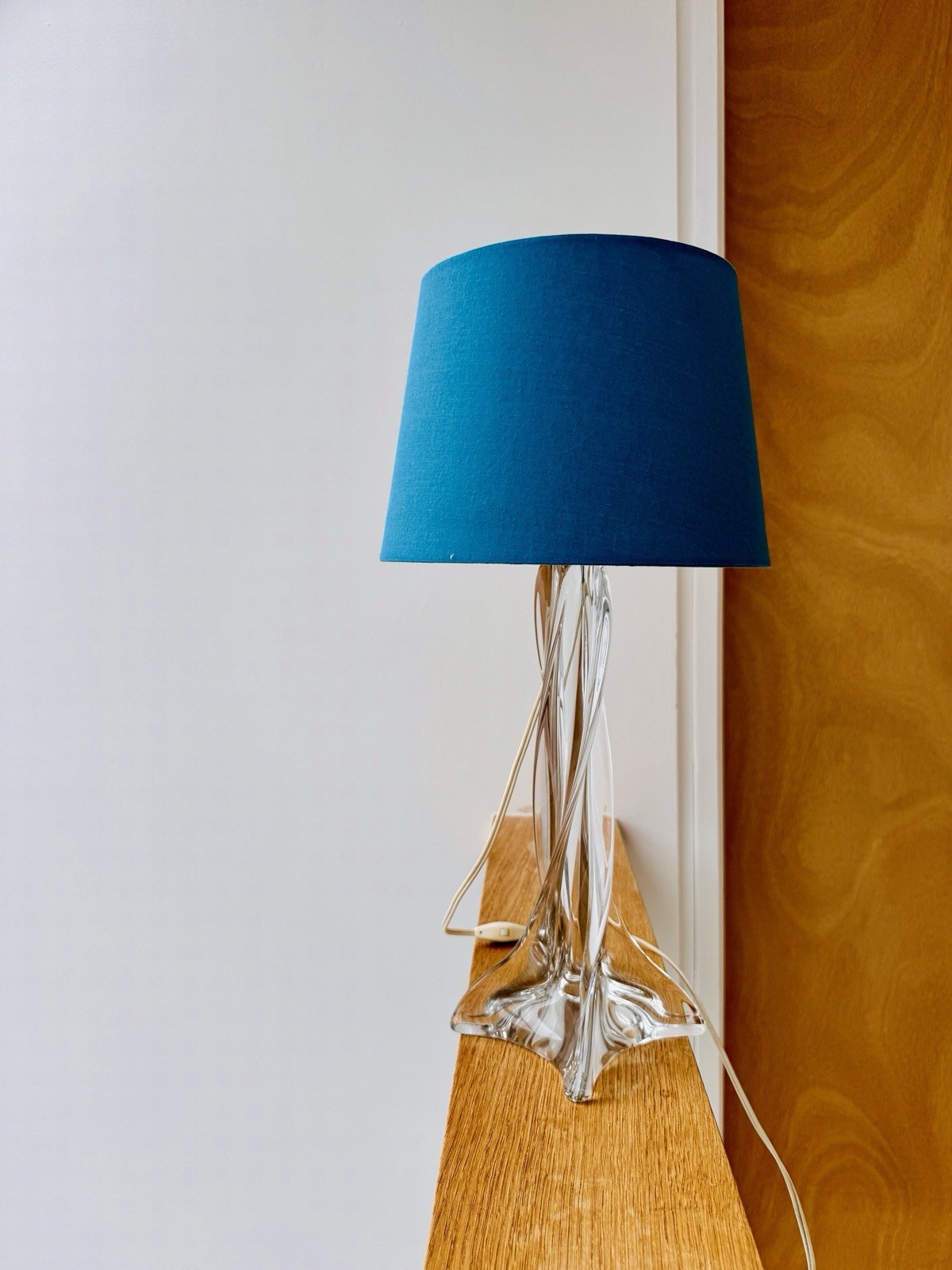 Mid-Century Modern Twisted Crystal Table Lamp 1960’s (shade not Included)