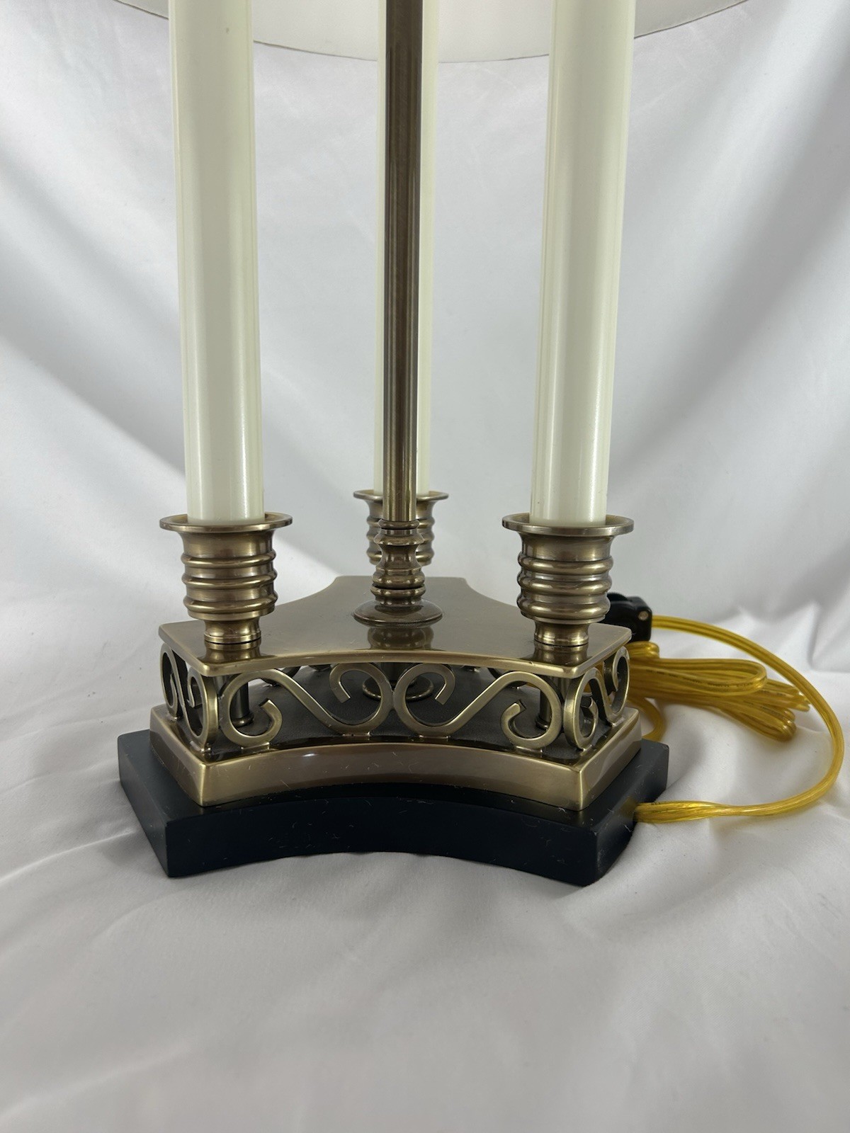 Frederick Cooper Brass Candelabra Table Lamp 3-Light Neoclassical Pleated Shade