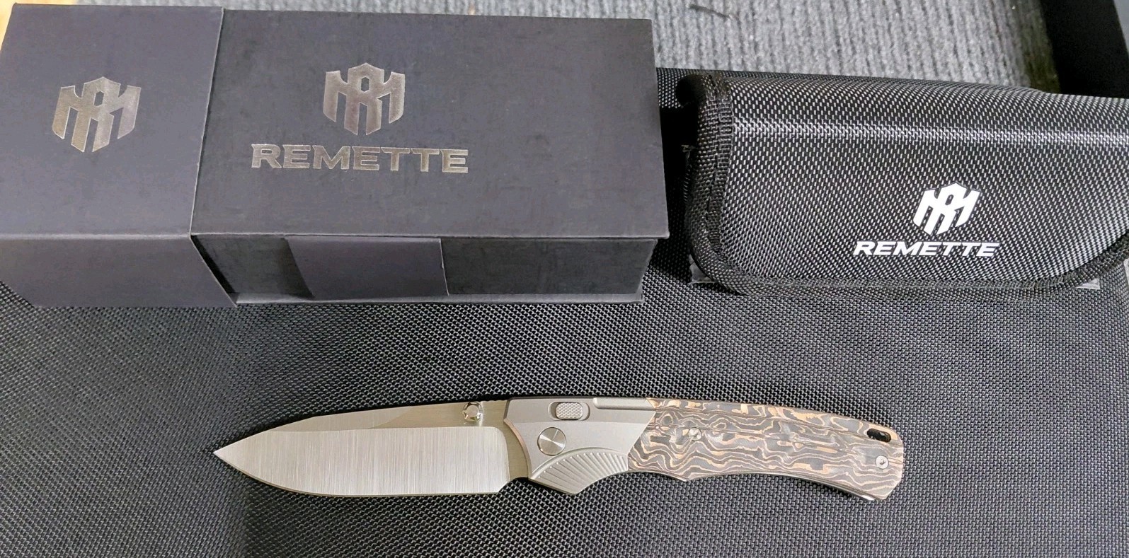 Remette WD107 W/ Titanium & Copper Inlay Handle & M390 Folding Pocket Knife