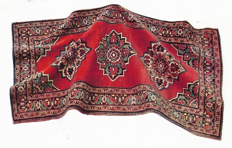 1912 Three Color Engraving Print Sample Oriental Carpet Rug Catalog Sample Page