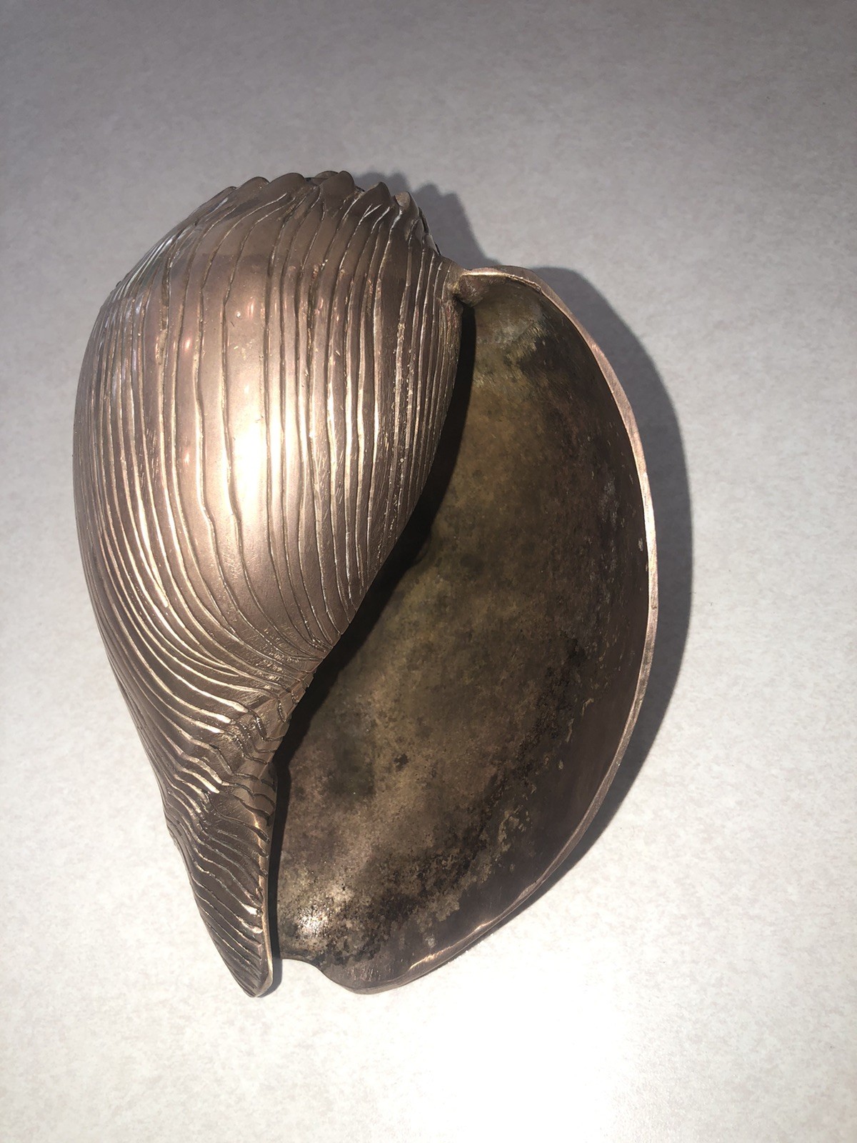 Vintage MCM BRASS CONCH Seashell Regency Style Planter, Sculpture, Decor Beach