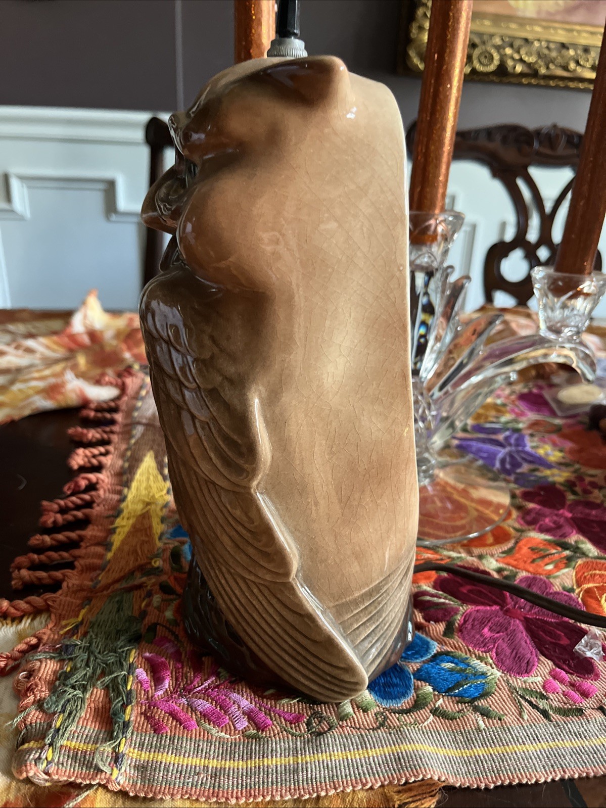 Vintage 1950s Claes Ceramic Spooky Owl Lamp 🎃