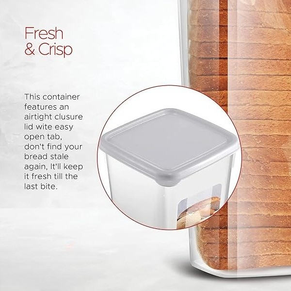 Plastic Bread Box with Lid-Freezer-Safe Rectangular Bread Storage Container