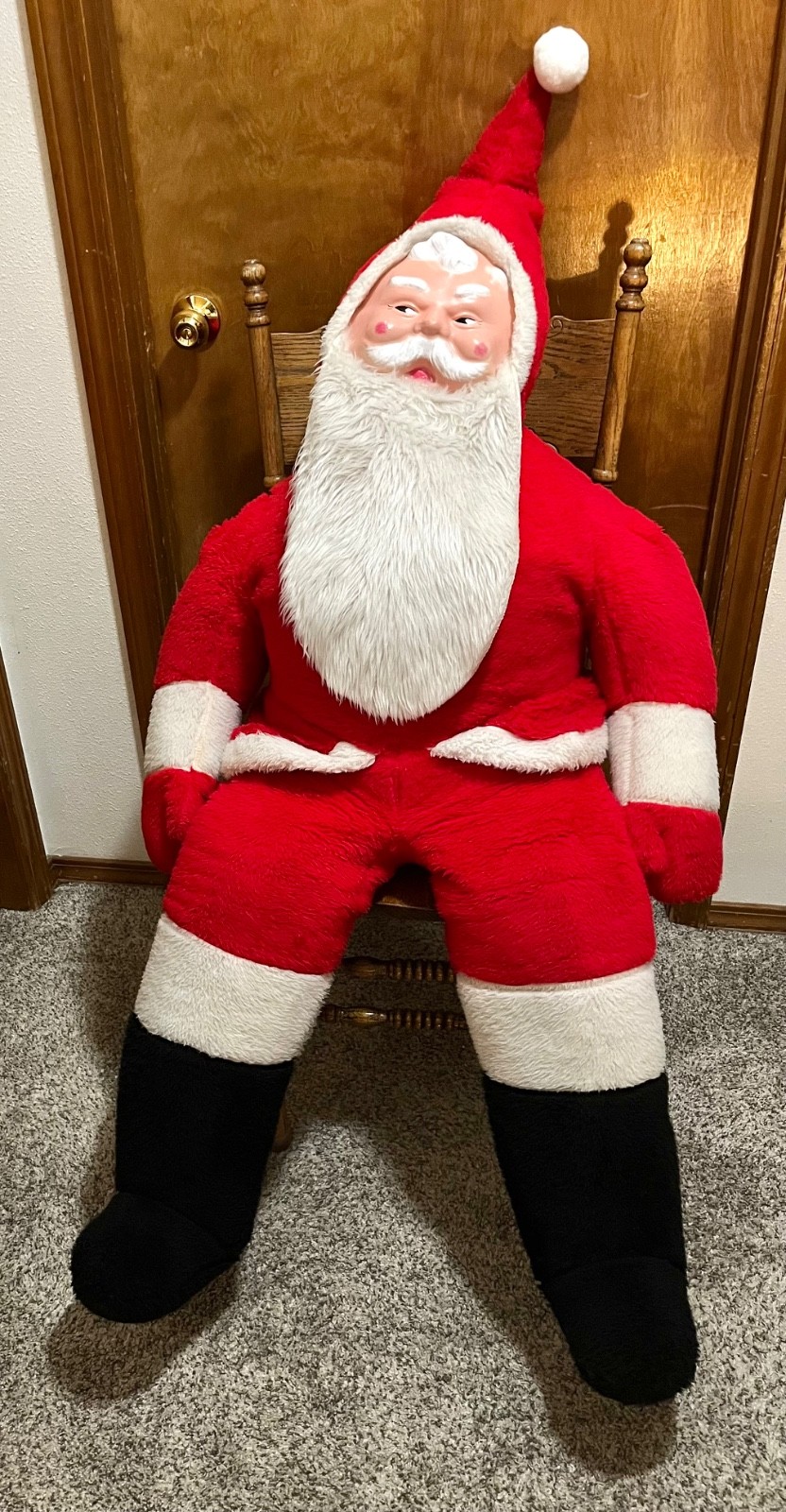 JUMBO Vintage 1950’s Santa Claus 60″ Life Size Store Display Plush Toy Christmas