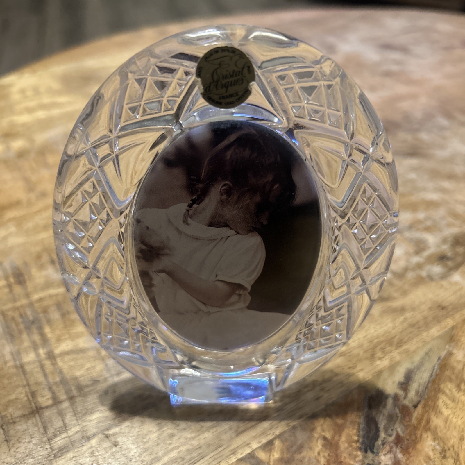 Cristal d’Arques France Lead Crystal 5” Desktop Oval Picture Photo Frame