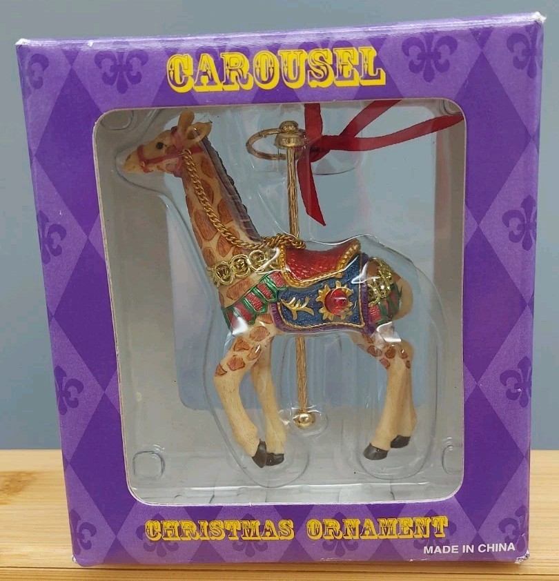 Vintage Costco Giraffe Carousel Ornament Brand New In Box 4″