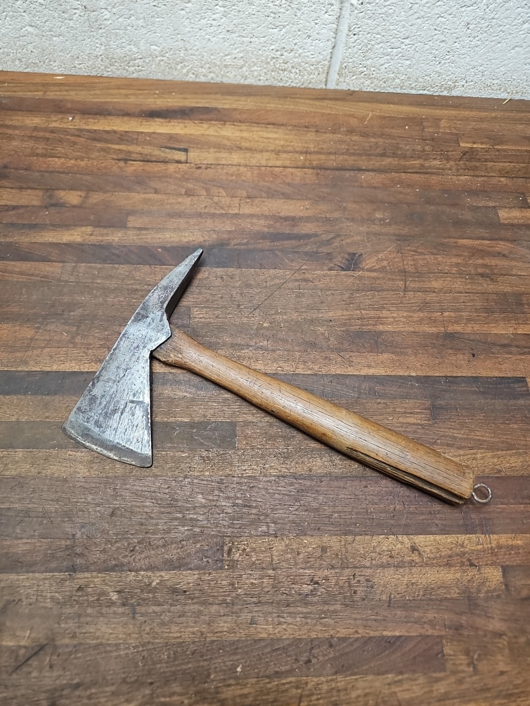 E44- Rare Antique Fireman’s Belt Axe UNDERHILL – spiked hatchet – 1 lb 4 oz