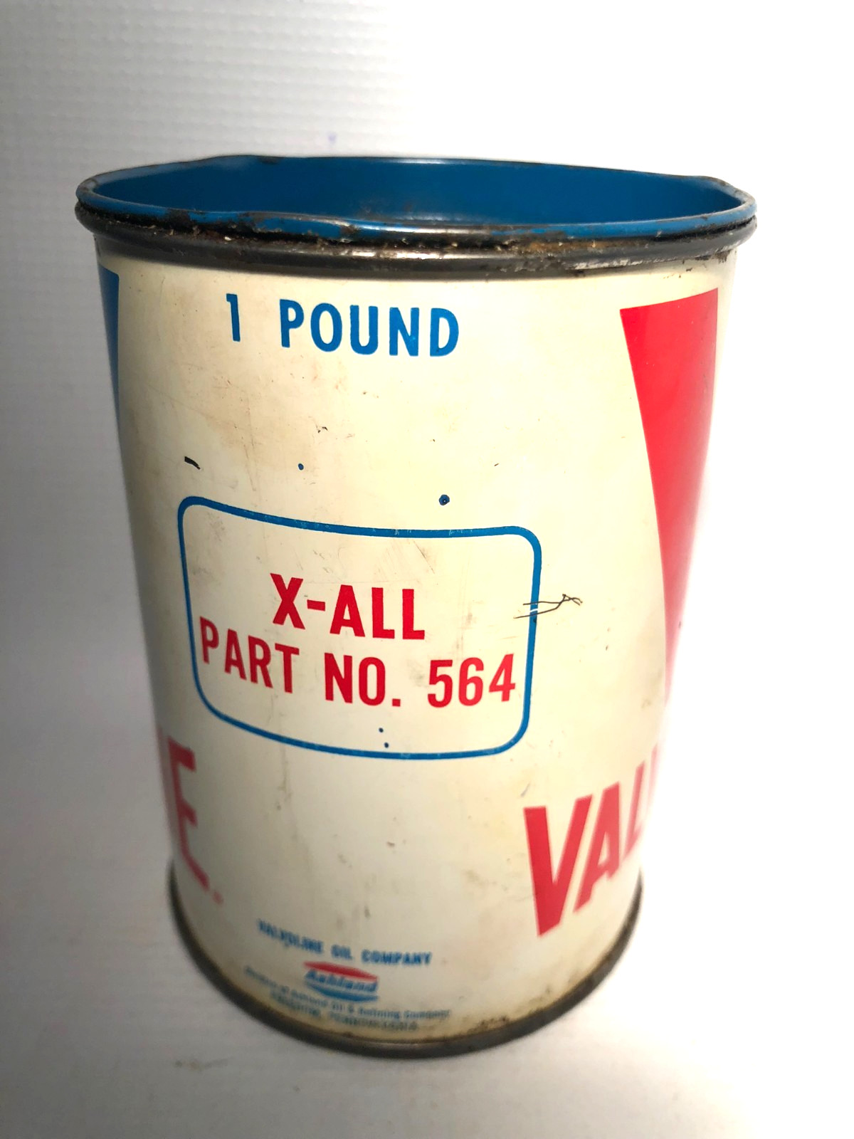 1960’s Valvoline Grease Tin Metal Oil Can