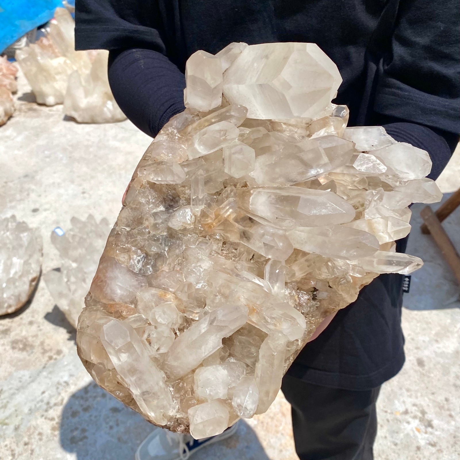 16.17LB Large Natural clear white Quartz Crystal Cluster wand point healing.