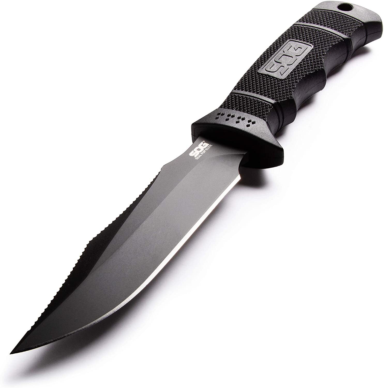 SOG E37SN-CP Seal Pup Elite – Nylon Sheath – Black Tini, Straight Edge