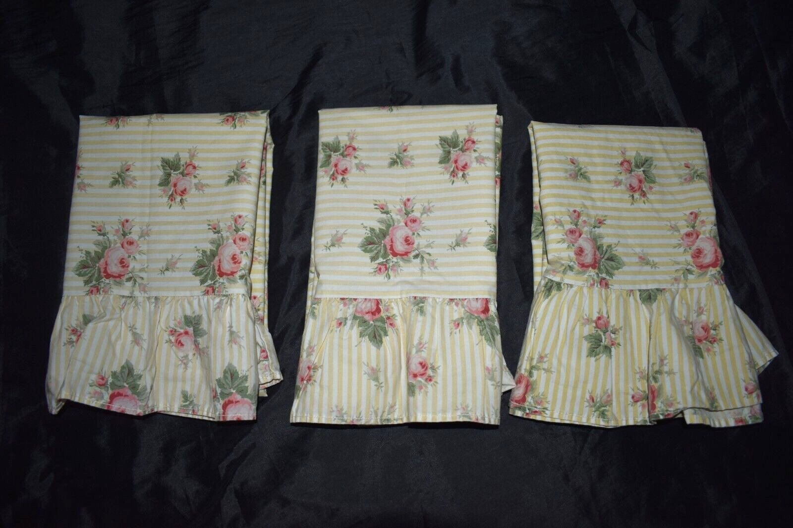 Vintage RALPH LAUREN Sophie Brooke Ruffled Standard Pillowcases Lot of 3 USED