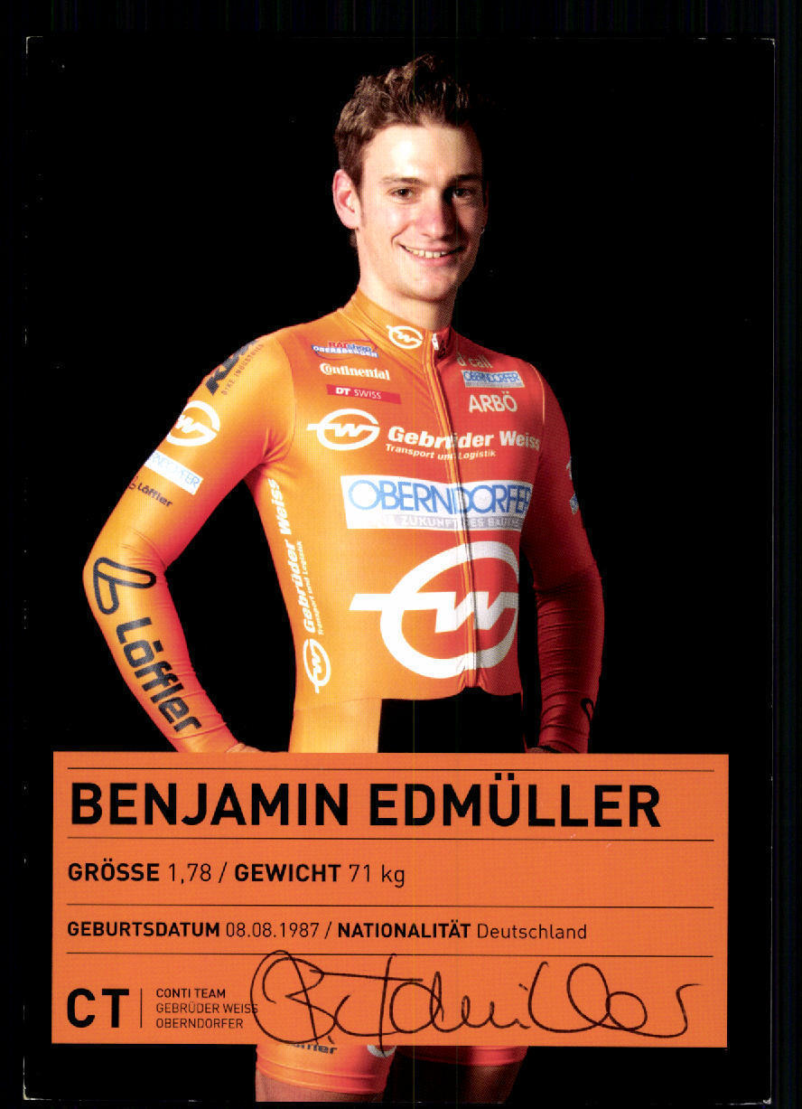 Benjamin Edmüller autograph card original signed cycling + A 75511
