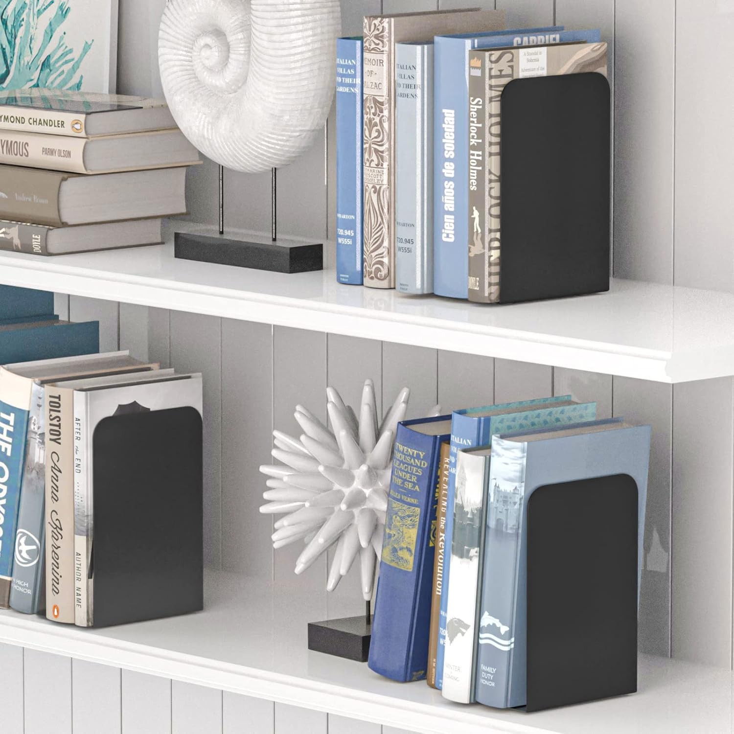 Metal Book Ends for Heavy Books Black Pair of Bookends for Shelves Book