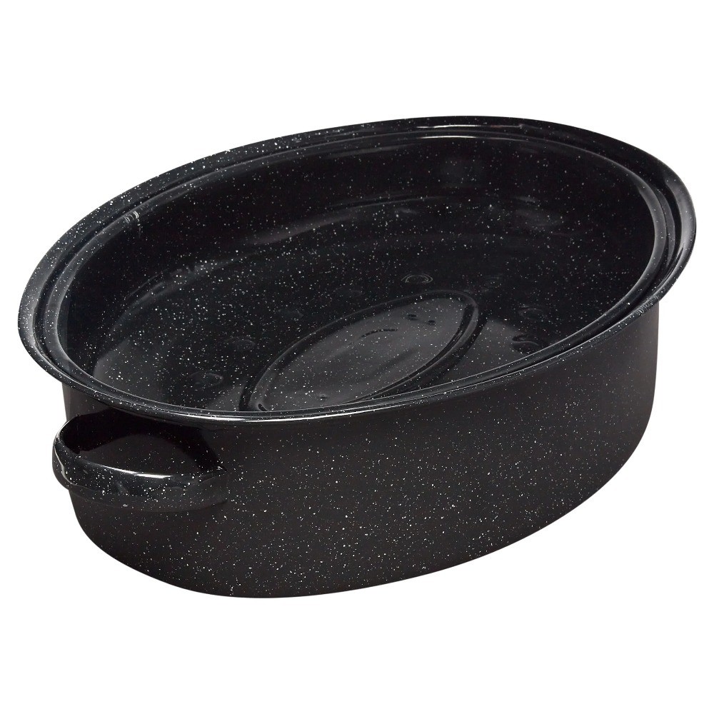 Covered Oval Roaster 15 lb Capacity Large Roasting Pan with Lid for Turkey