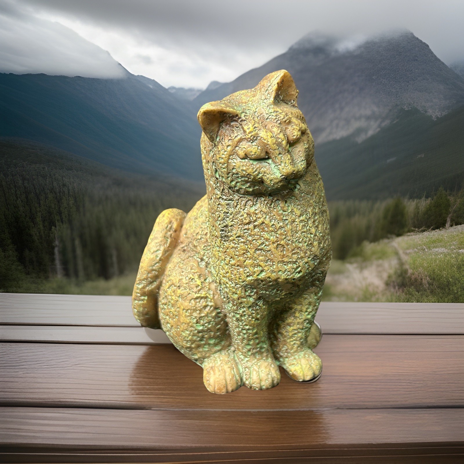 Vintage Bronze Patina Cat Figurine 4” Cold Cast Bronze Look Sculpture Decor