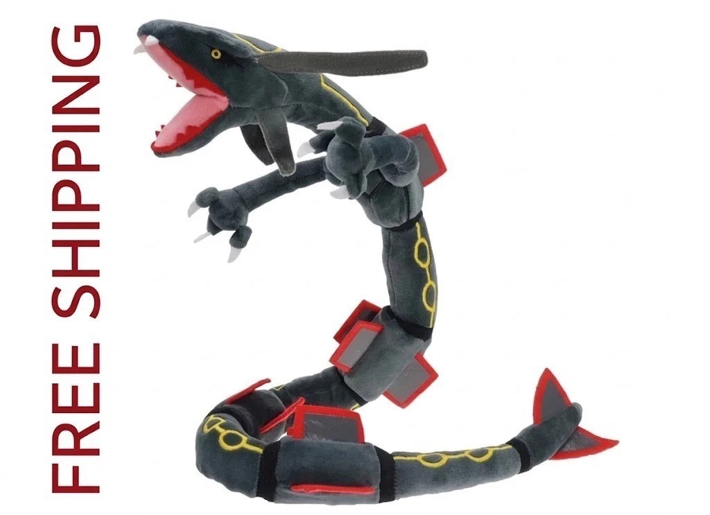 Anime Black Shiny Rayquaza 30″ Plush Toy Dragon Stuffed Animal Doll Gift
