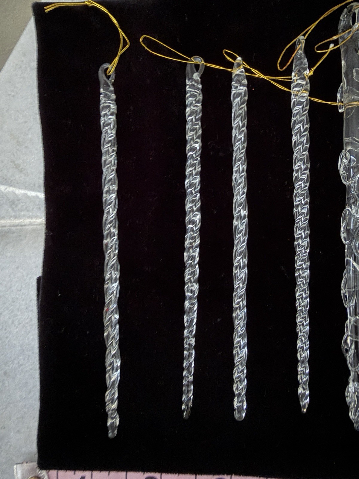 Set Of Seven (7) Glass Icicle Ornaments. Christmas Tree Ornaments. Taiwan