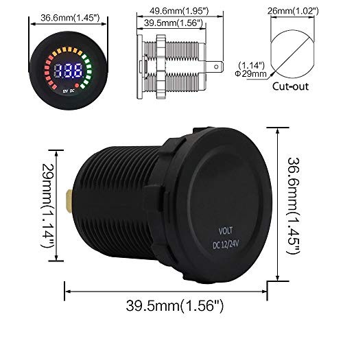 Universal Digital Display Voltmeter Waterproof Voltage Meter Green LED AOC4044