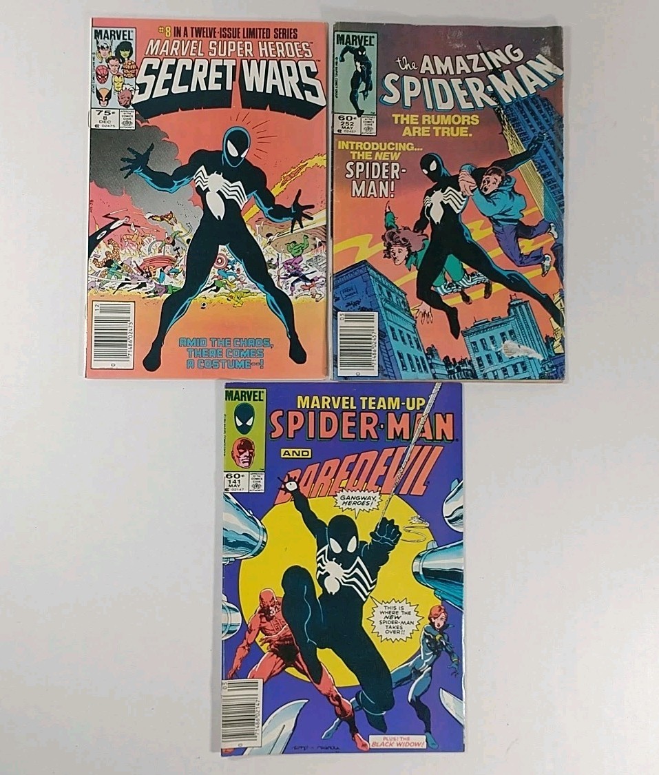 Secret Wars # 8 Amazing Spider-Man # 252 Team Up # 141 Black Suit Key Issues Lot
