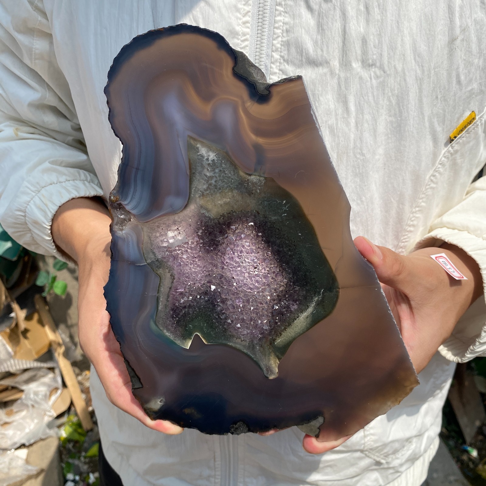 1.8lb Natural agate amethyst geode quartz crystal rough slice Mineral specimens