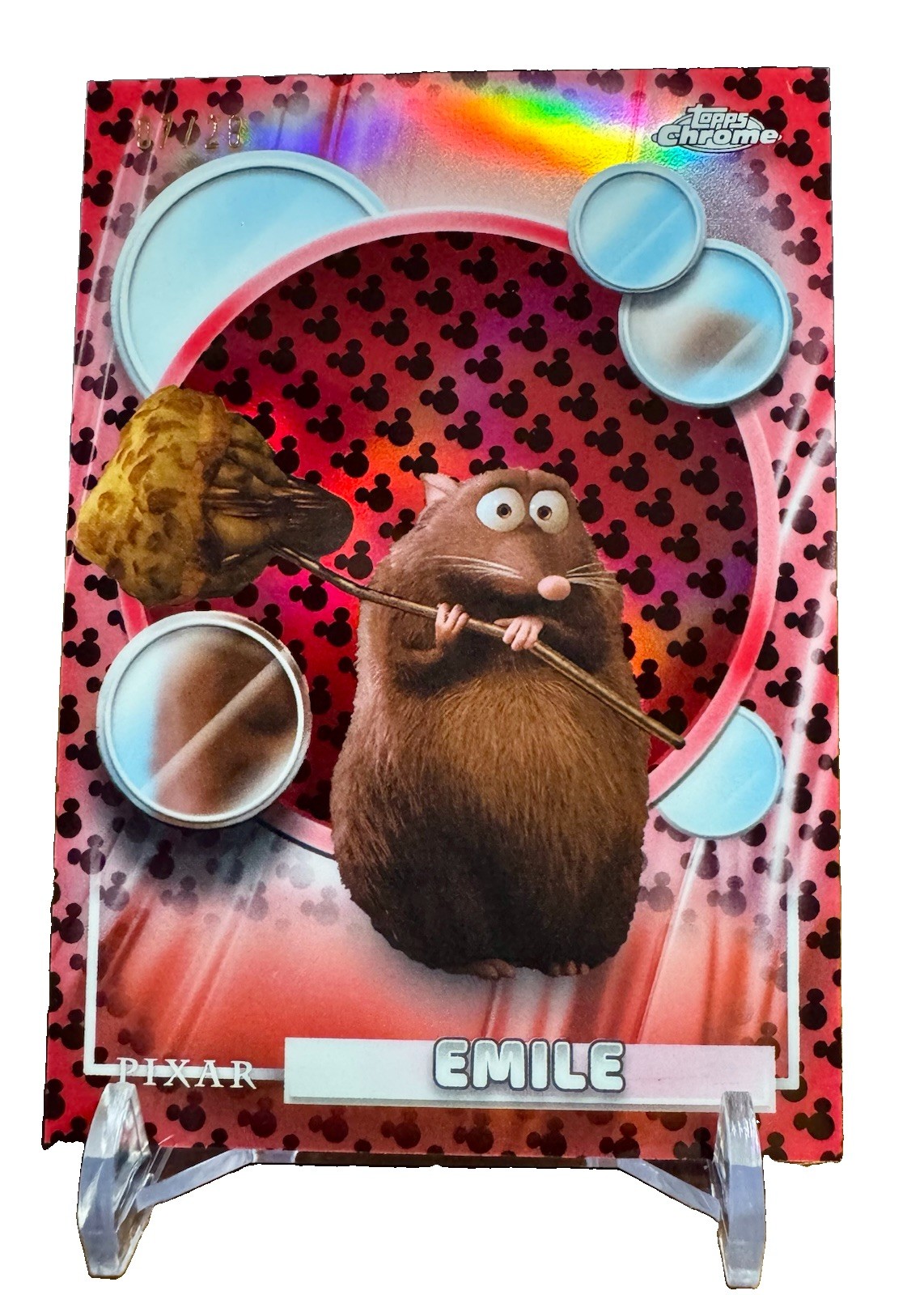 2026 Topps Chrome Disney Emile #49 Mickey Silhouette Red Refract /28 Ratatouille