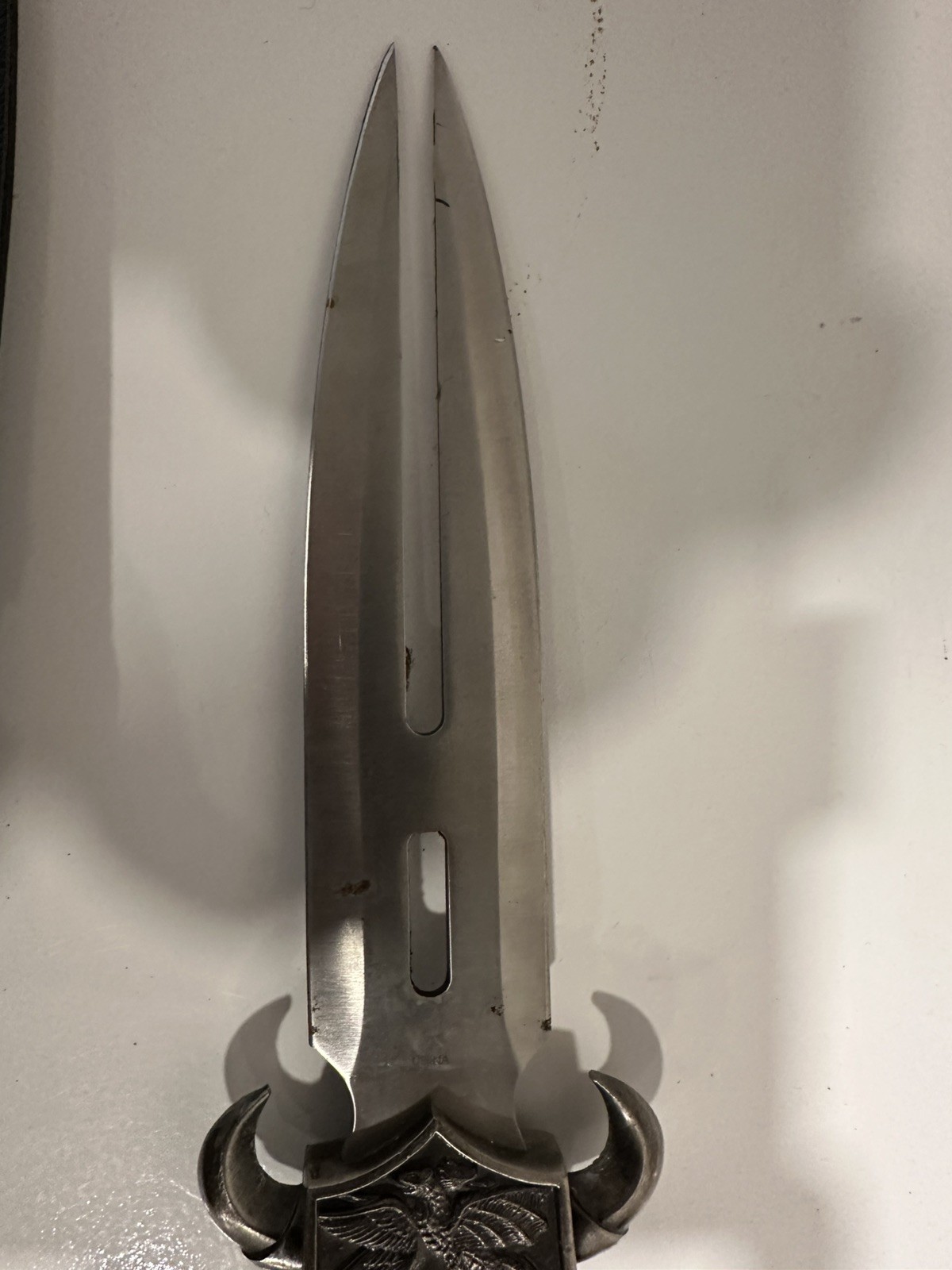 Vintage Split Blade Dragon Claw Dagger With Sheath Athame 12.5in Spiral Handle