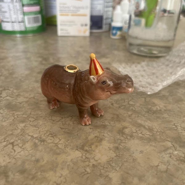 Hippo Cake Topper| Handcrafted Porcelain Figurine | Camp Hollow Collectable Heir