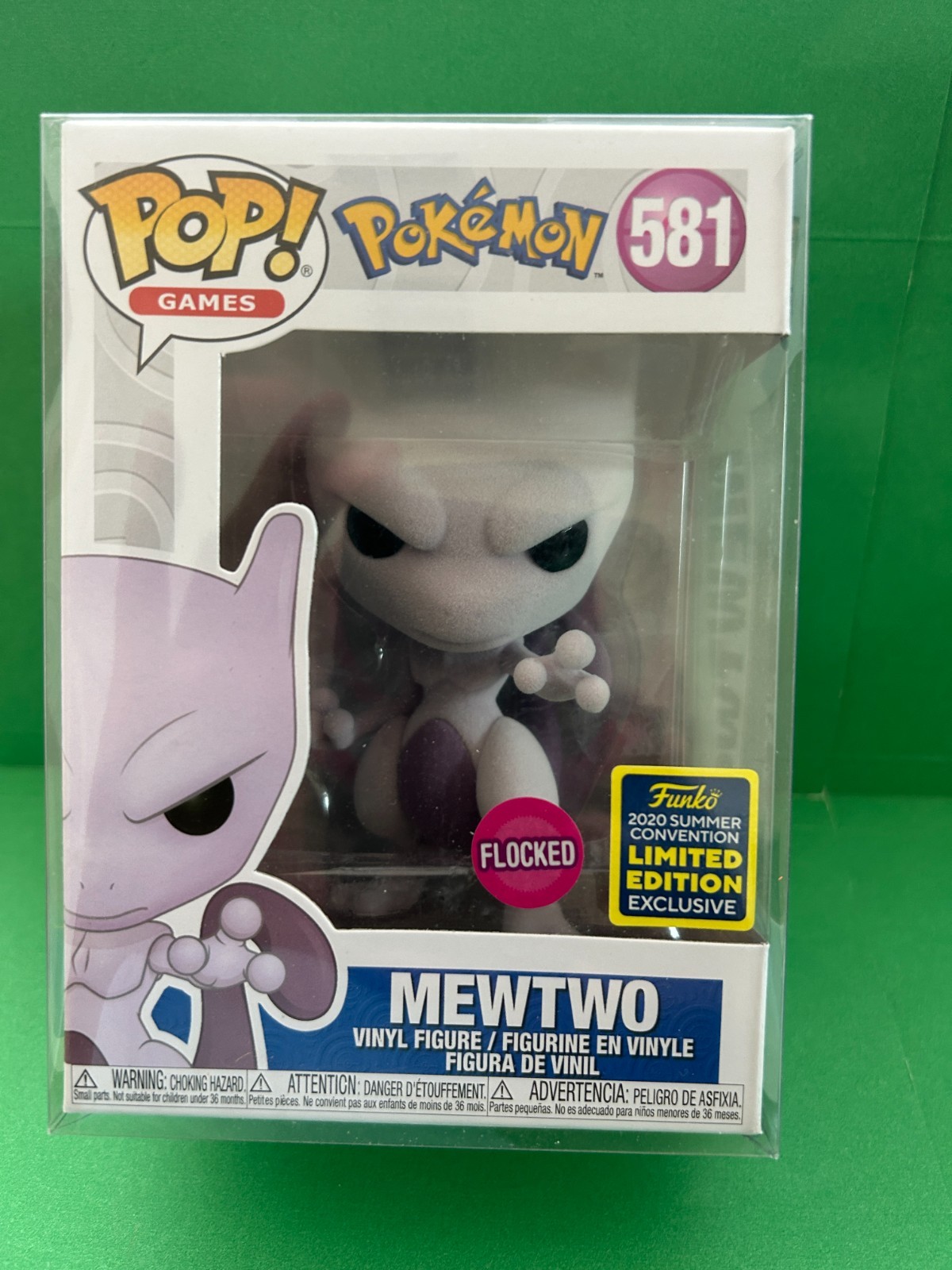 Funko Pop! POKEYMON #581 MEWTWO 2020 SUMMER CONVENTION FLOCKED LIMITED EDITION