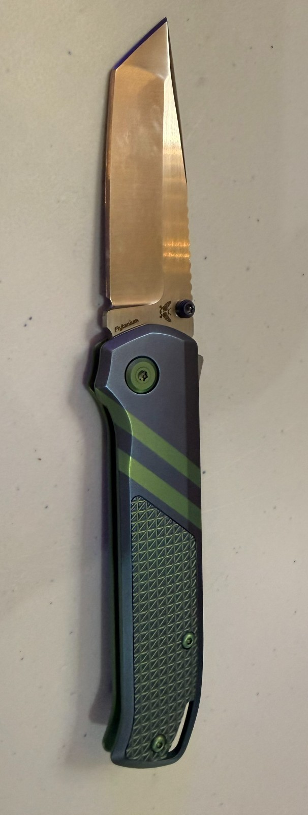 Flytanium Arcade Pro Knife w/Custom Anodized Titanium Scales Seattle Seahawks