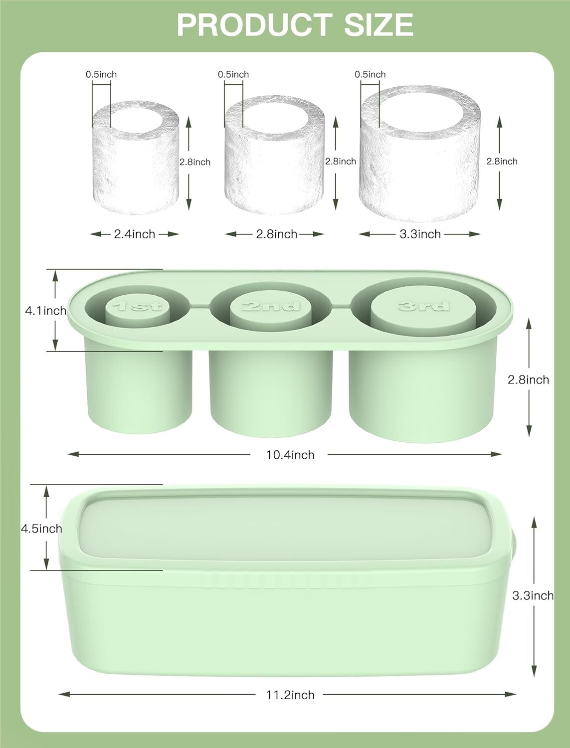 Ice Cube Tray for Stanley Cup Silicone Ice Cube Maker w/ Lid for 30-40oz Tumbler