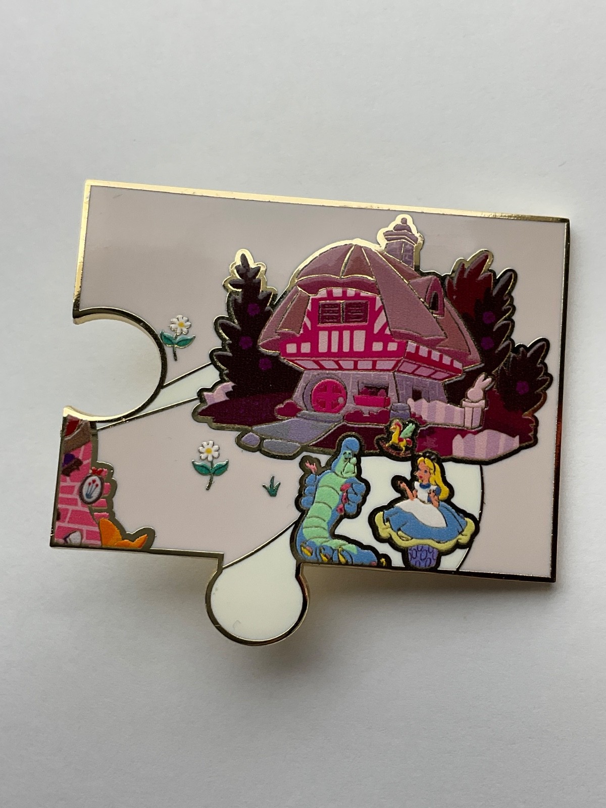 Disney Alice in Wonderland Puzzle Piece Pin Caterpillar & Alice G7