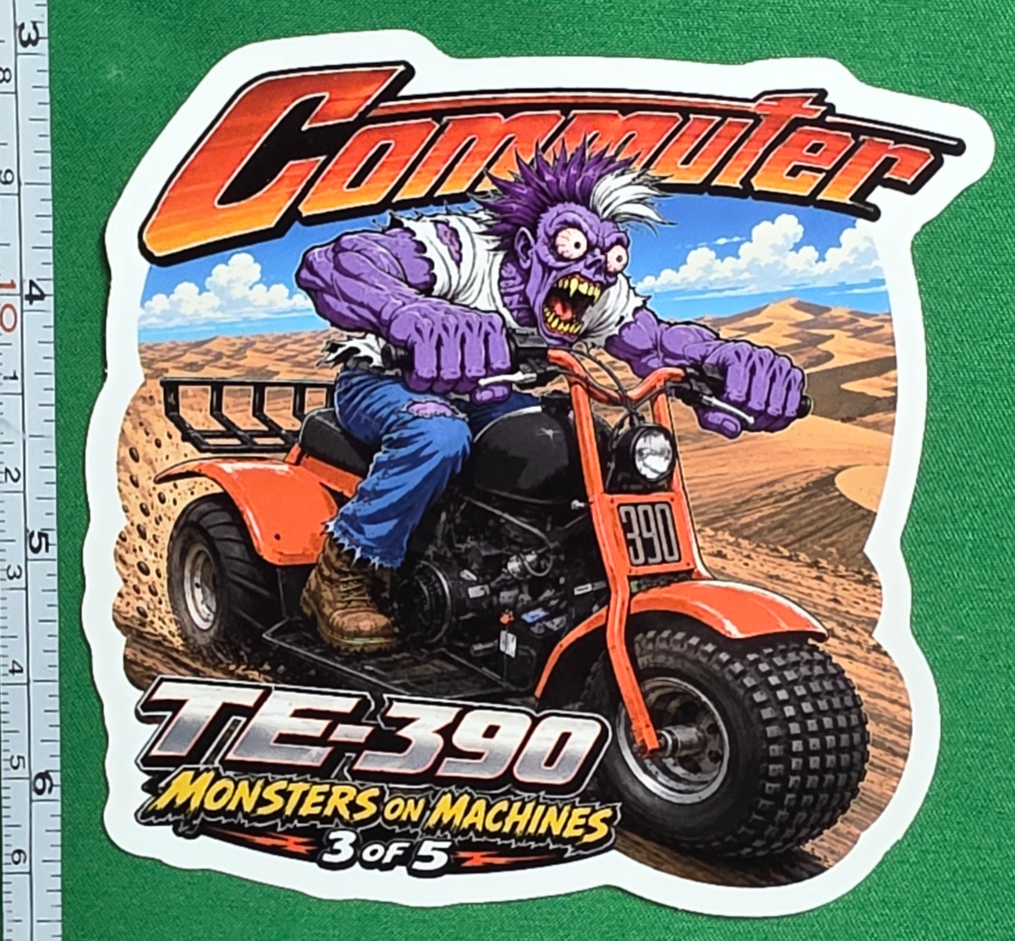 Commuter TE-390 ATV Three Wheeler 9x9cm Durable Die-Cut Vinyl Sticker 3 of 5