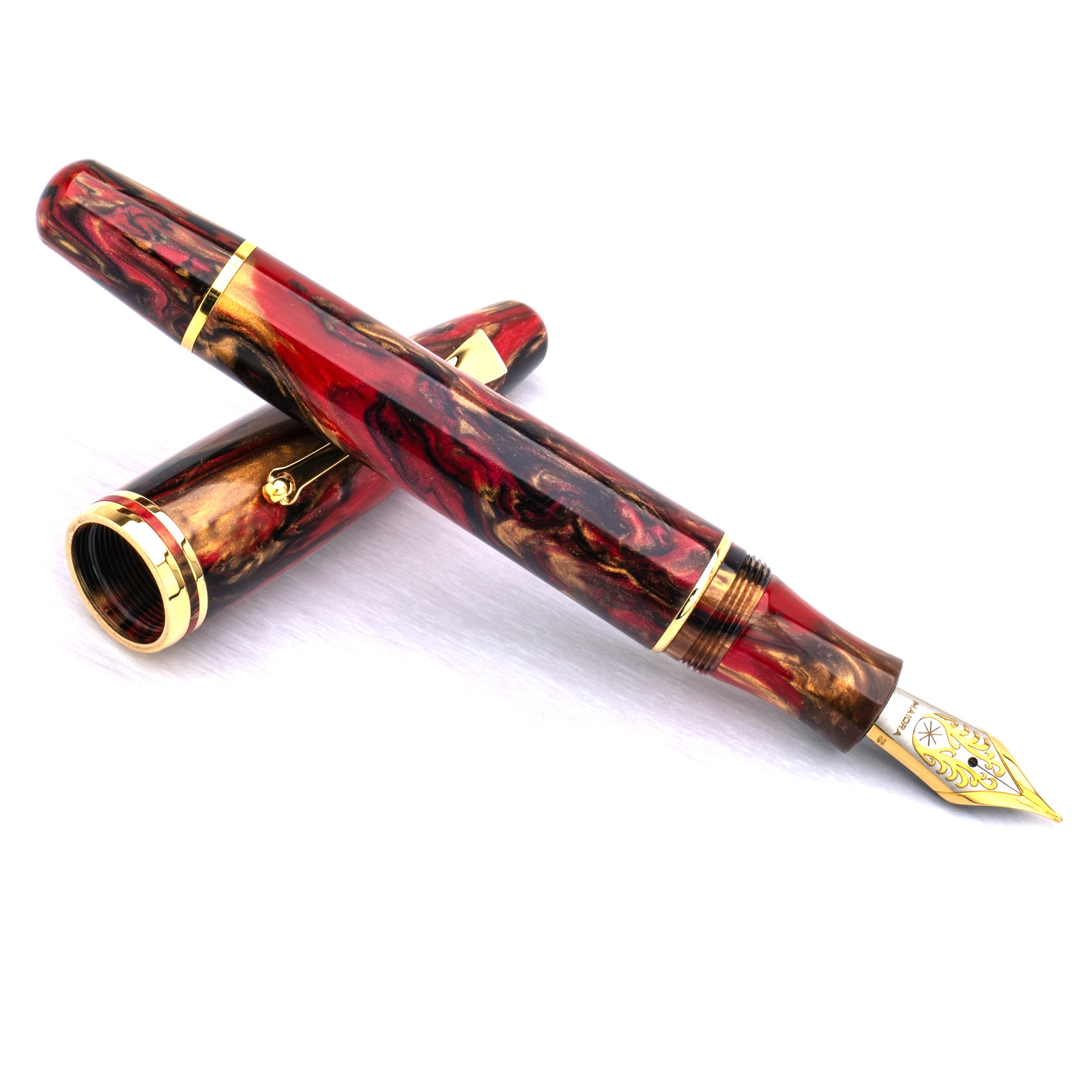 MAIORA ULTRA OGIVA GOLDEN RULE FOUNTAIN PEN CARTRIDGE/CONVERTER MED. STEEL NIB