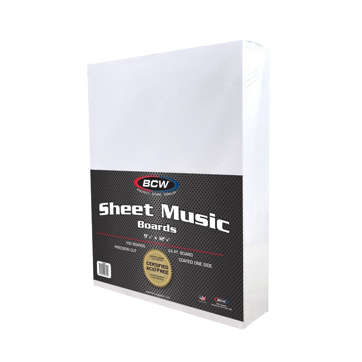 1 pack of 100 BCW Acid Free 9 ¼” x 12 ⅛” Sheet Music White Backing Boards